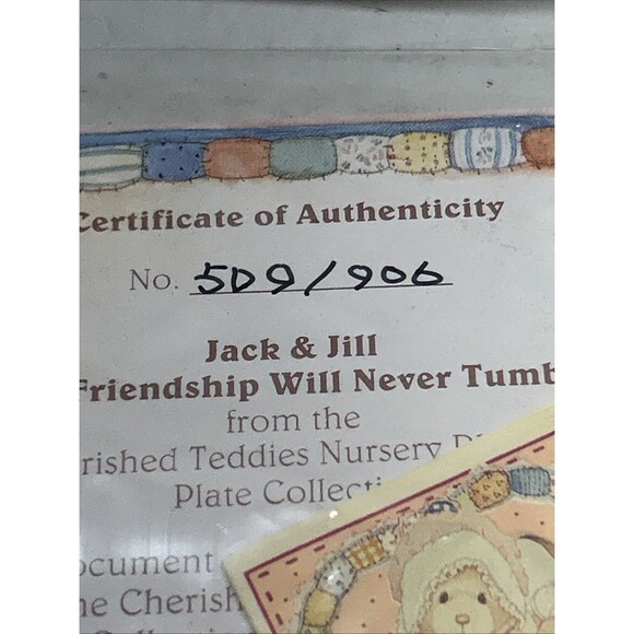 Cherished Teddies Jack And Jill Nursery Rhyme 3D Plate #114901-1994 - Picture 6 of 9